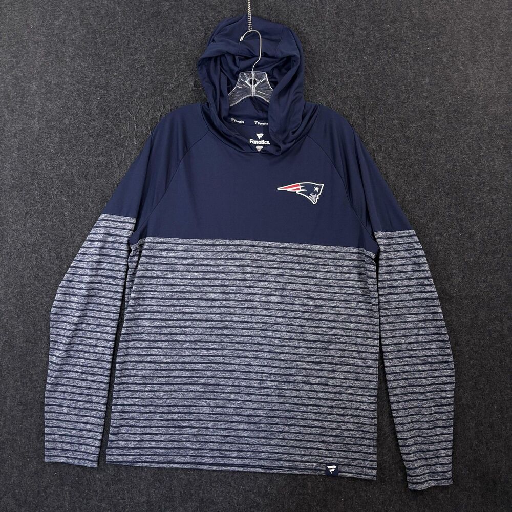 New England Patriots Hoodie Men's Large Navy Blue NFL Football Shirt Fanatics